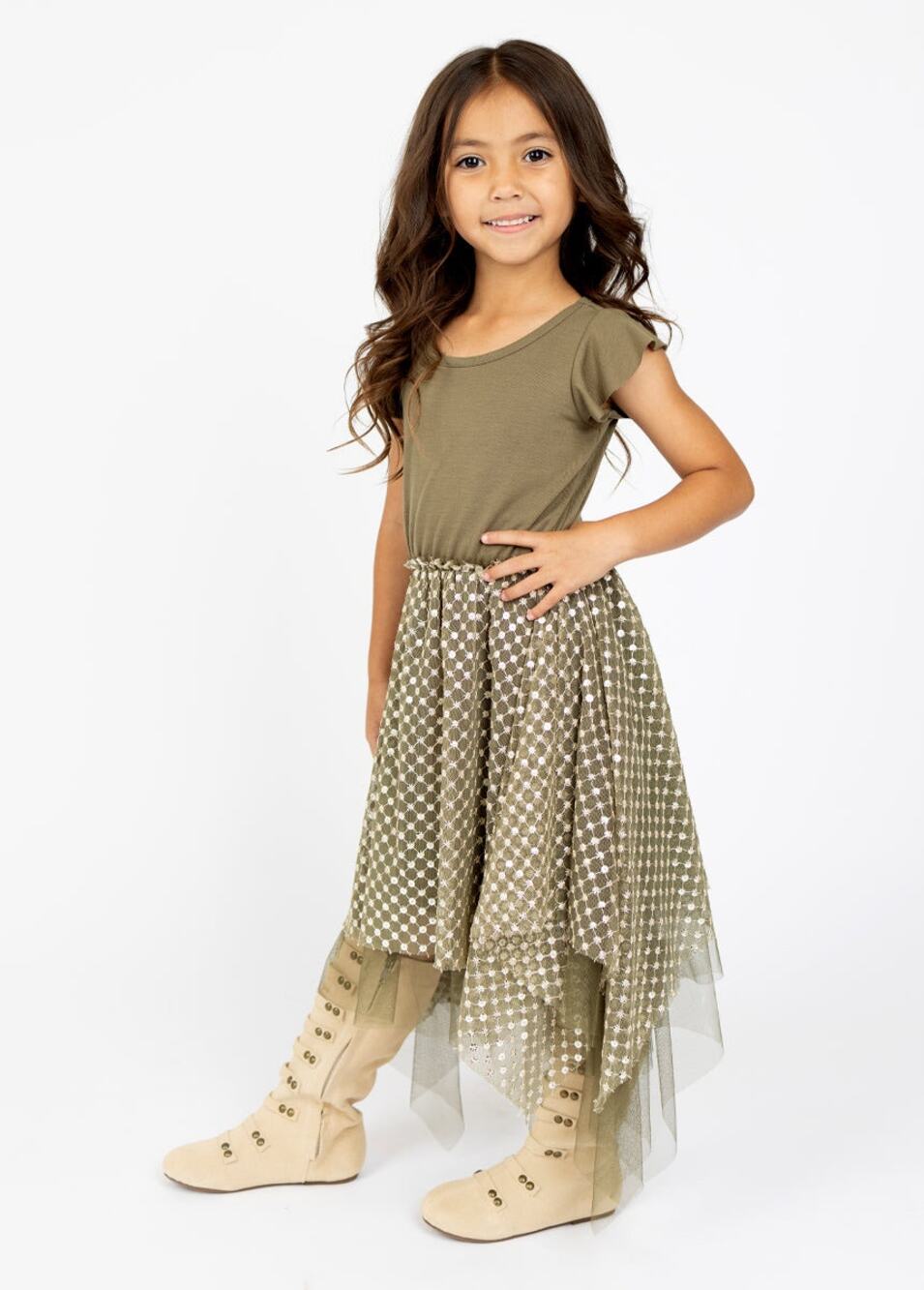 Joyfolie Mia Joy Tina Dress Up in Army Green Girl's Size 5